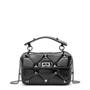 Tiffany & Fred Studded Sheepskin Leather Shoulder Bag, Black